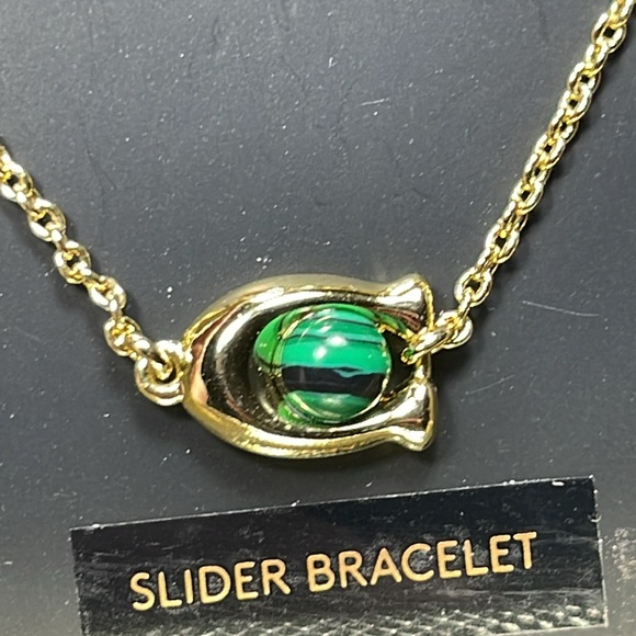 NIB COACH Signature With Malachite Slider Bracelet & Open Circle Earrings Set - Picture 5 of 15